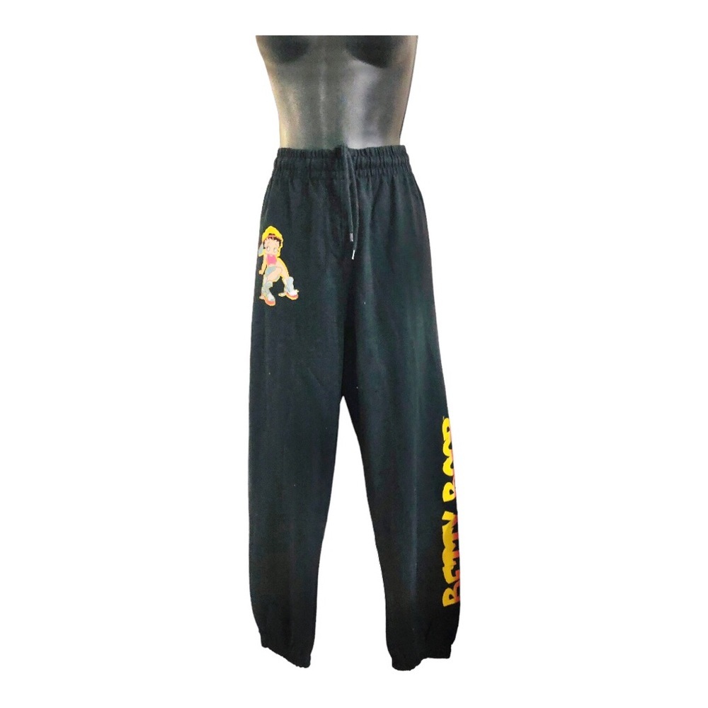 Betty boop black graphic graffiti print monogram sweatpants joggers size large